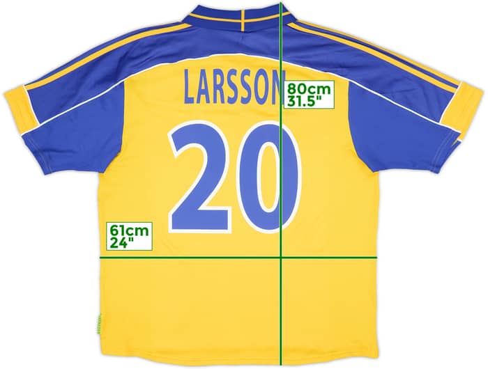 2000-02 Sweden Home Shirt Larsson #20 - 9/10 - (XL)