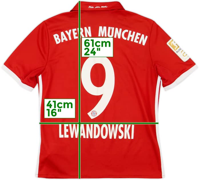 2016-17 Bayern Munich Home Shirt Lewandowski #9 - 7/10 - (L.Boys)