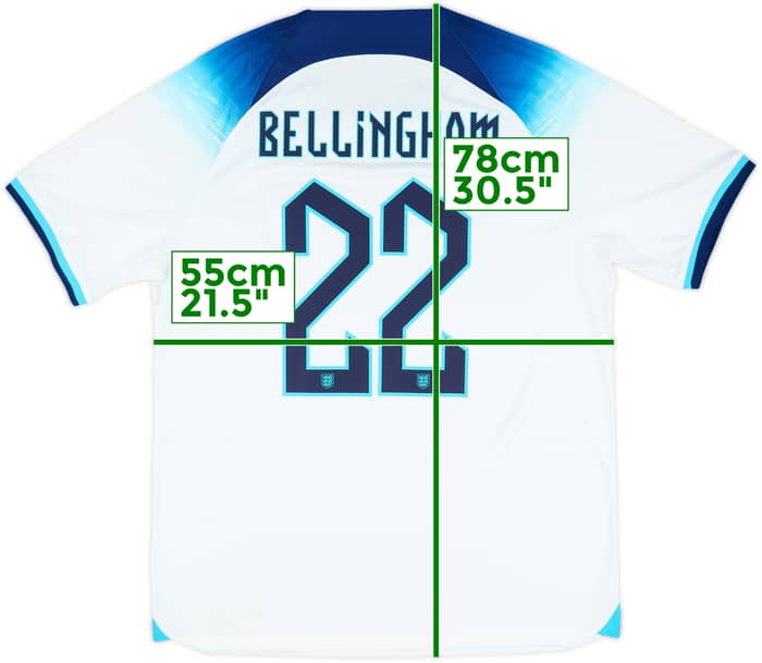 2022-23 England Home Shirt Bellingham #22 - 8/10 - (L)