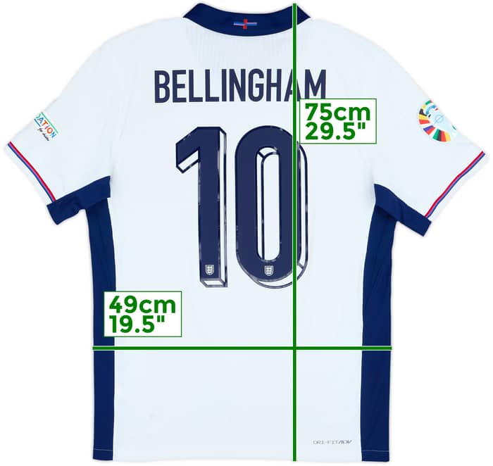 2024-25 England Authentic Home Shirt Bellingham Bellingham #10 - 8/10 - (M)