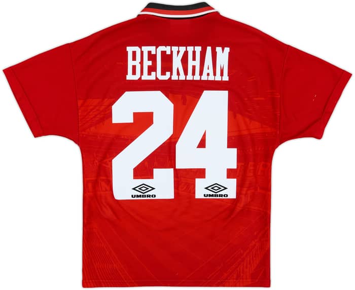 1994-96 Manchester United Home Shirt Beckham #24 - 9/10 - (Y)