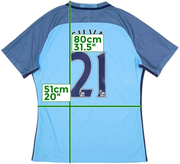 2016-17 Manchester City Authentic Home Shirt Silva #21 - 8/10 - (XL)