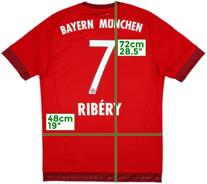 2015-16 Bayern Munich Home Shirt Ribery #7 - 9/10 - (M)
