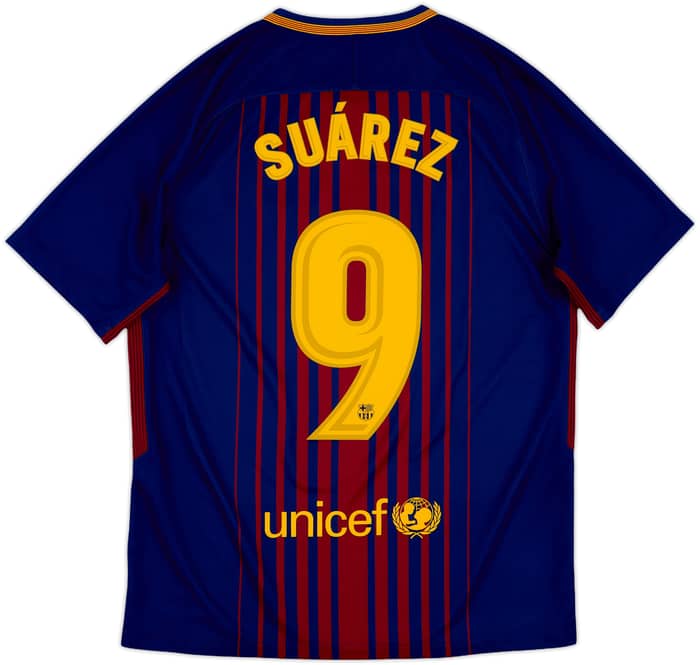 2017-18 Barcelona Home Shirt Suarez #9 - 9/10 - (M)