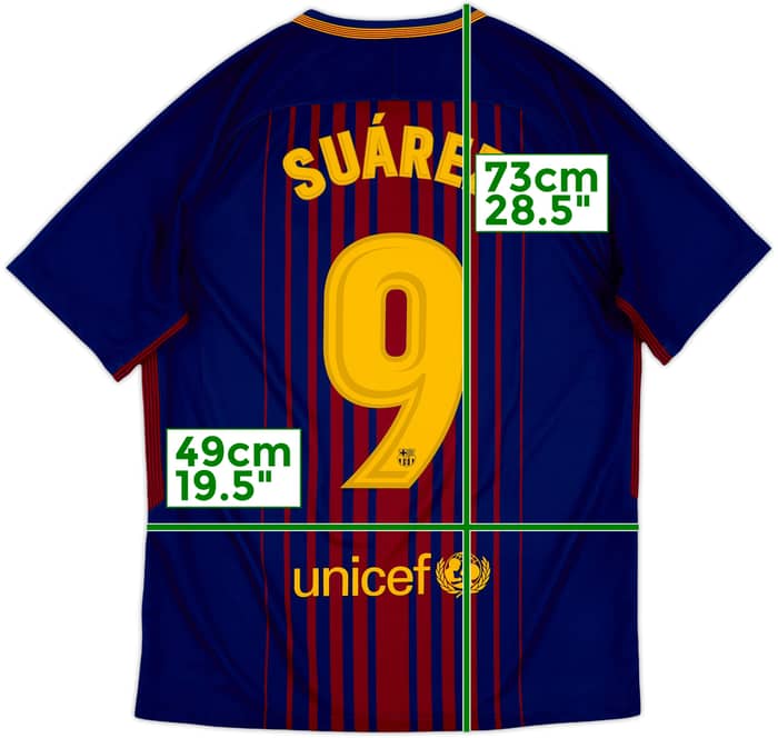 2017-18 Barcelona Home Shirt Suarez #9 - 9/10 - (M)