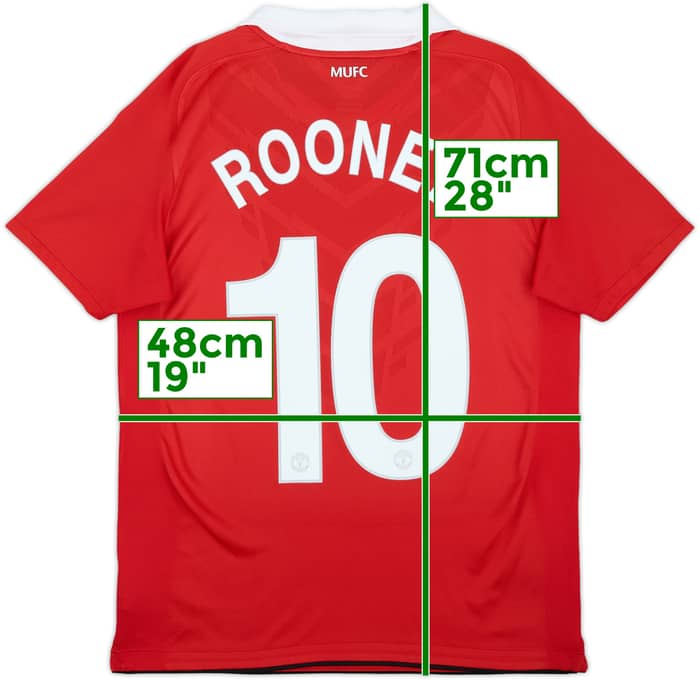 2010-11 Manchester United Home Shirt Rooney #10 - 10/10 - (XL.Boys)