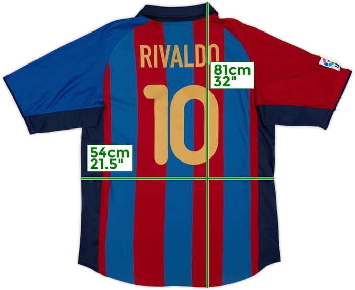2001-02 Barcelona Home Shirt Rivaldo #10 - 7/10 - (L)