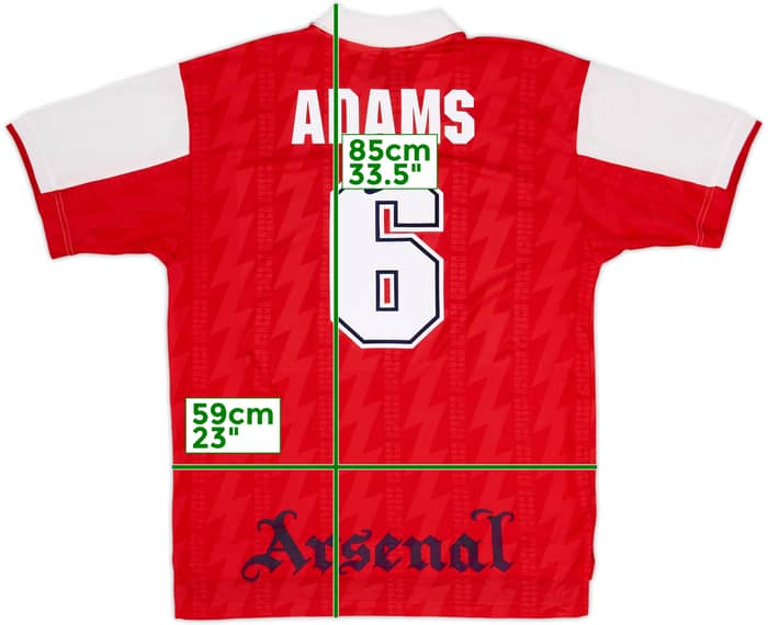 1994-96 Arsenal Home Shirt Adams #6 - 8/10 - (XL)