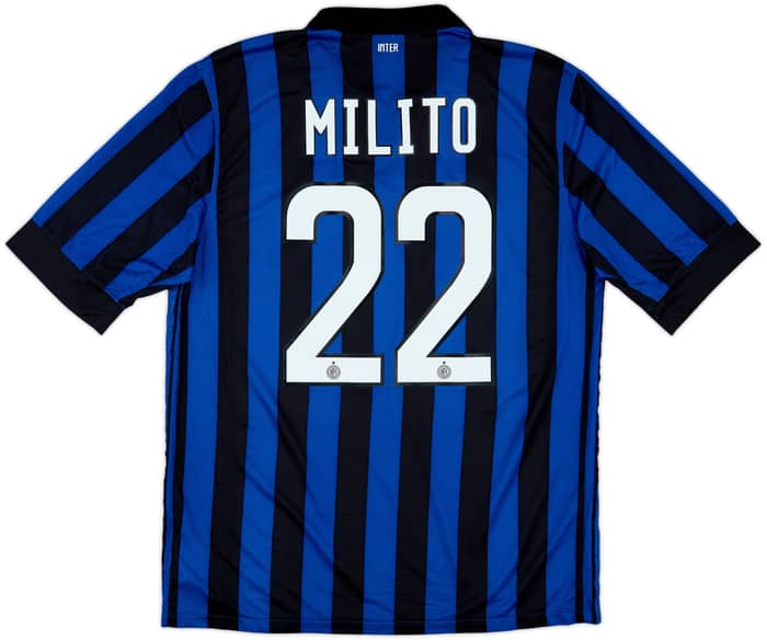 2011-12 Inter Milan Home Shirt Milito #22 - 8/10 - (L)