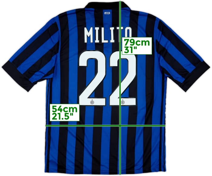2011-12 Inter Milan Home Shirt Milito #22 - 8/10 - (L)
