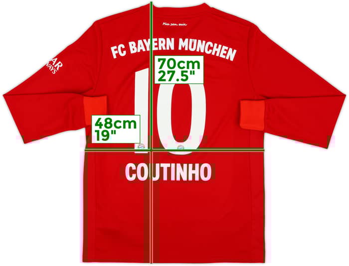 2019-20 Bayern Munich Home L/S Shirt Coutinho #10 - 8/10 - (XL.Boys)