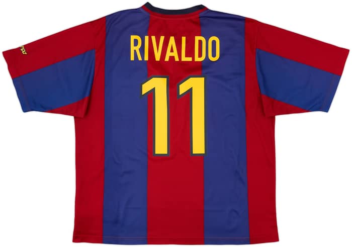1998-00 Barcelona Basic Home Shirt Rivaldo #11 - 8/10 - (XL)
