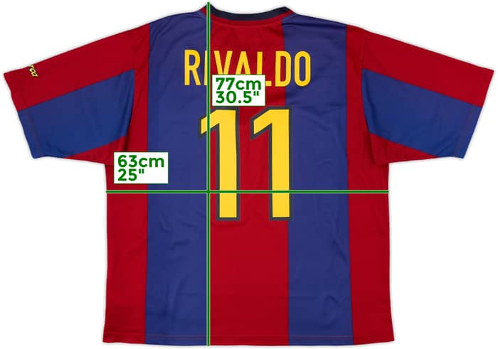 1998-00 Barcelona Basic Home Shirt Rivaldo #11 - 8/10 - (XL)