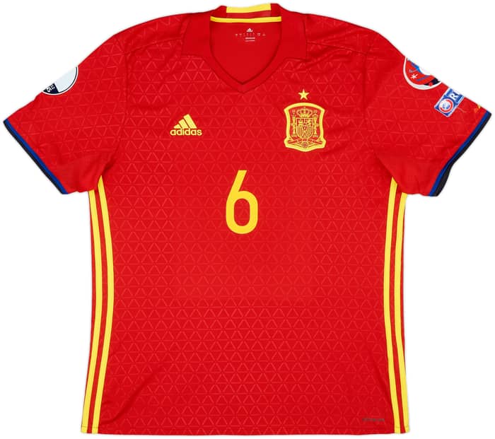 2016-17 Spain Home Shirt #6 - 8/10 - (L)