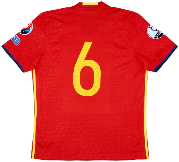 2016-17 Spain Home Shirt #6 - 8/10 - (L)