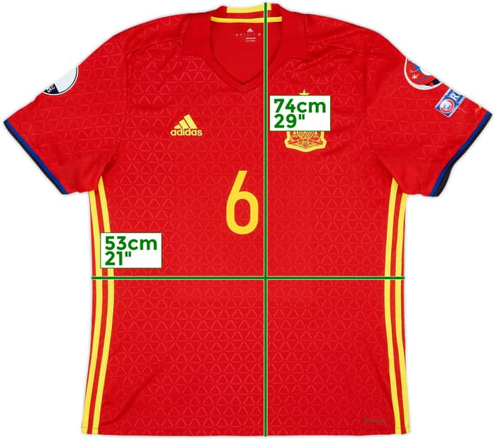 2016-17 Spain Home Shirt #6 - 8/10 - (L)