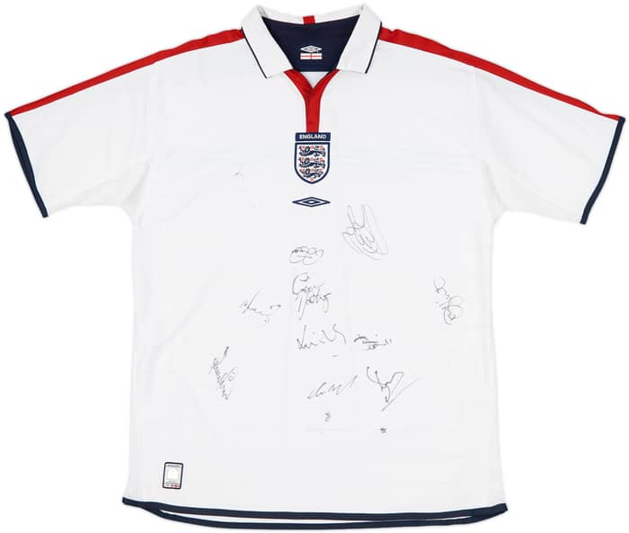 2003-05 England Signed Home Shirt - 7/10 - (XL)
