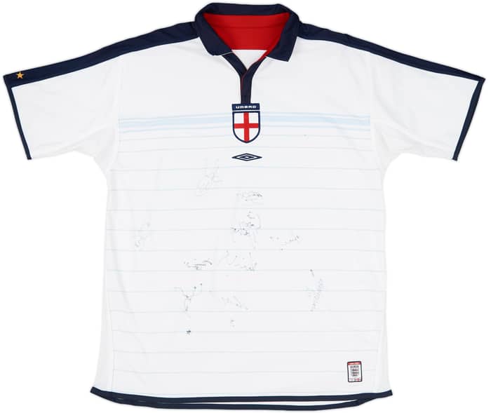 2003-05 England Signed Home Shirt - 7/10 - (XL)
