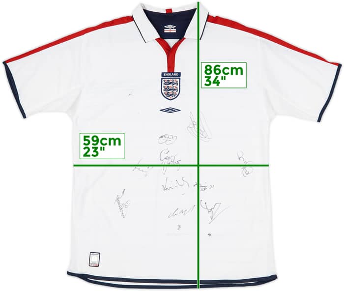 2003-05 England Signed Home Shirt - 7/10 - (XL)