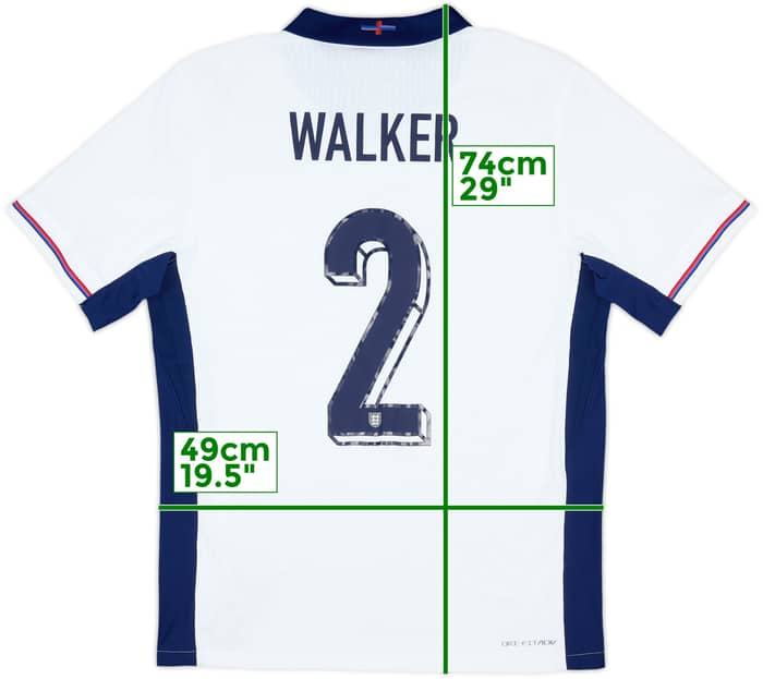 2024-25 England Authentic Home Shirt Walker #2 - 8/10 - (M)