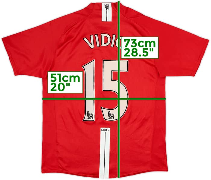 2007-09 Manchester United Home Shirt Vidic #15 - 8/10 - (M)