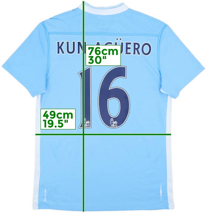 2011-12 Manchester City Home Shirt Kun Aguero #16 - 6/10 - (M)