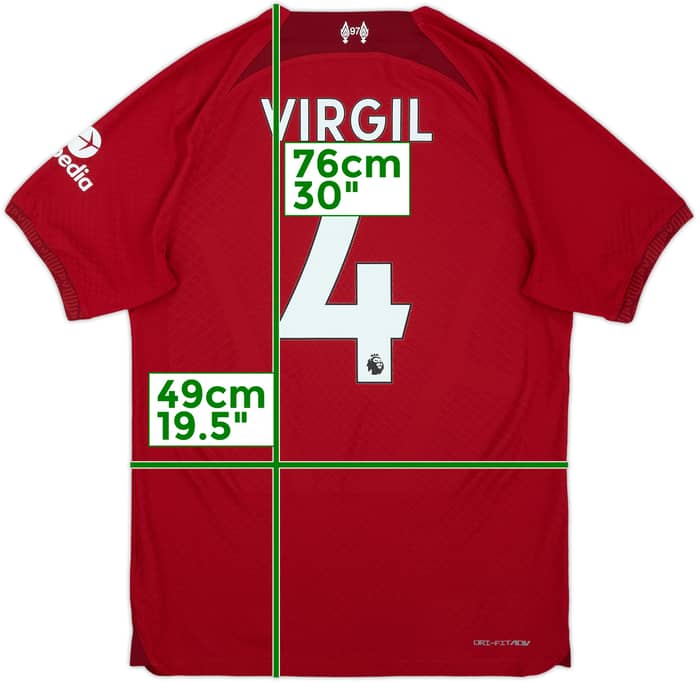 2022-23 Liverpool Authentic Home Shirt Virgil #4 - 9/10 - (M)