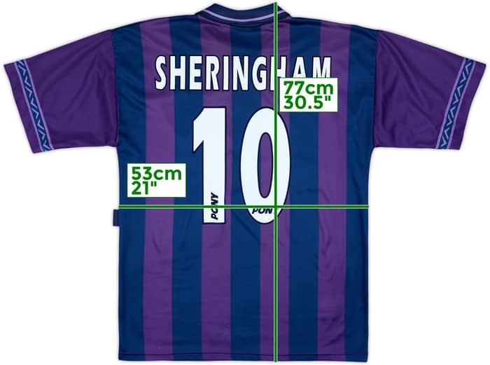 1995-97 Tottenham Away Shirt Sheringham #10 - 7/10 - (M)