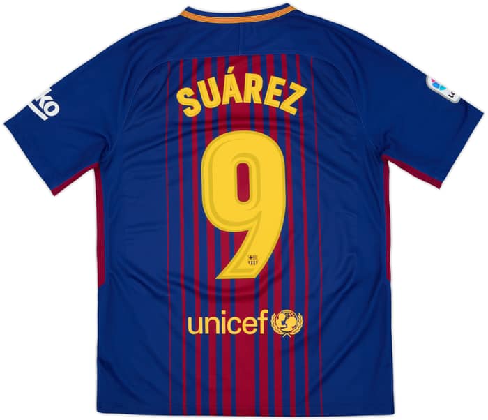 2017-18 Barcelona Home Shirt Suarez #9 - 8/10 - (M)