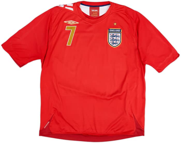 2006-08 England Away Shirt Beckham #7 - 5/10 - (XL)