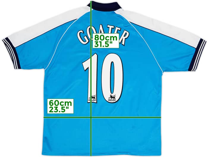 1999-01 Manchester City Home Shirt Goater #10 - 7/10 - (L)