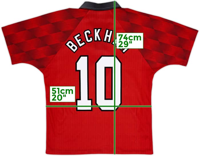 1996-98 Manchester United Home Shirt Beckham #10 - 6/10 - (M)