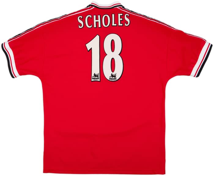 1998-00 Manchester United Home Shirt Scholes #18 - 8/10 - (XL)