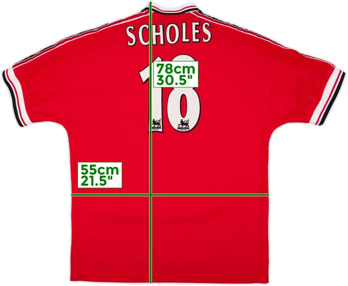1998-00 Manchester United Home Shirt Scholes #18 - 8/10 - (XL)