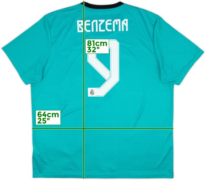 2021-22 Real Madrid Third Shirt Benzema #9 - 9/10 - (XXL)