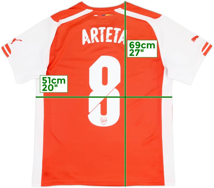 2014-15 Arsenal Home Shirt Arteta #8 - 7/10 - (M)