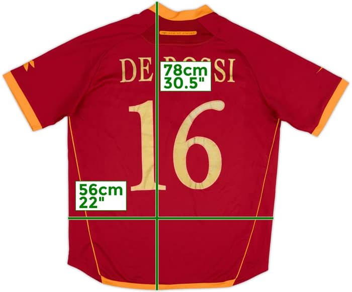2006-07 Roma Home Shirt De Rossi #16 - 6/10 - (L)
