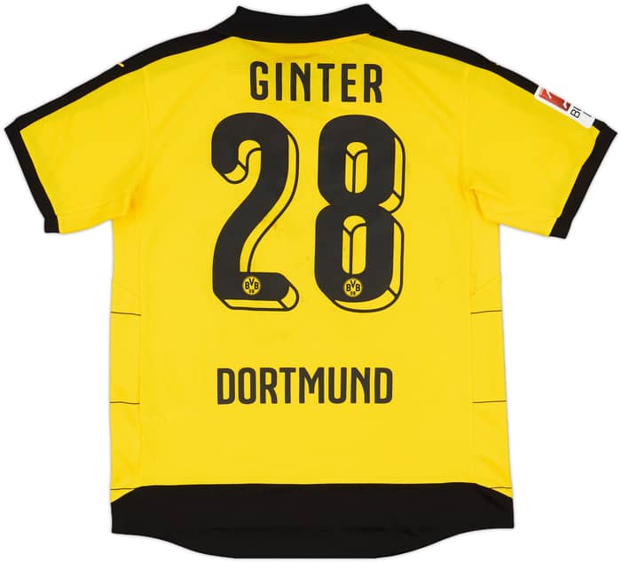2015-16 Borussia Dortmund Home Shirt Ginter #28 - 7/10 - (XL.Boys)