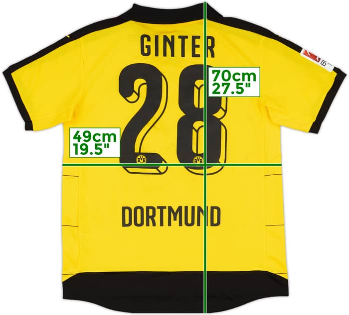 2015-16 Borussia Dortmund Home Shirt Ginter #28 - 7/10 - (XL.Boys)