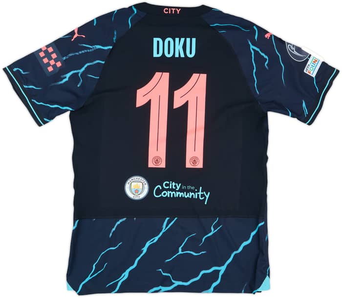 2023-24 Manchester City Match Issue Champions League Third Shirt Doku #11