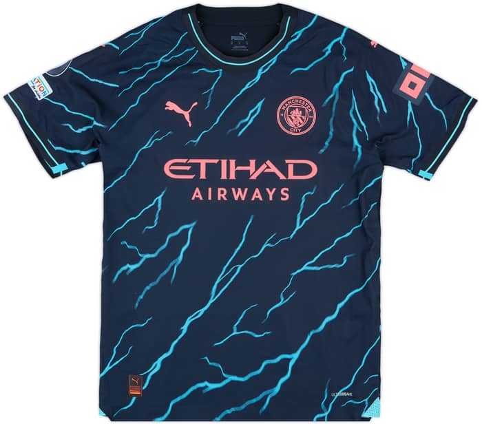 2023-24 Manchester City Match Issue Champions League Third Shirt Doku #11