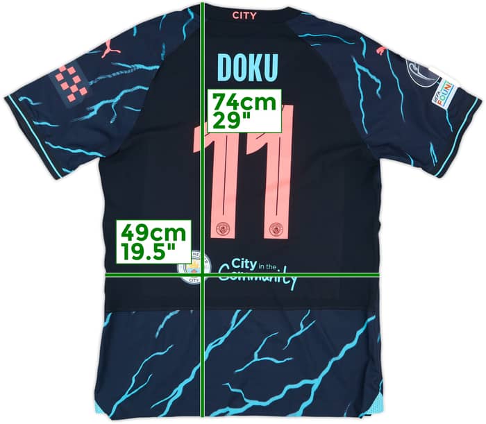 2023-24 Manchester City Match Issue Champions League Third Shirt Doku #11