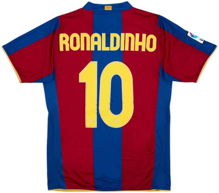 2007-08 Barcelona Home Shirt Ronaldinho #10 - 9/10 - (S)