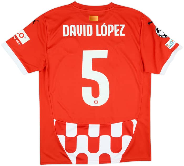 2024-25 Girona Match Issue Champions League Home Shirt David López #5
