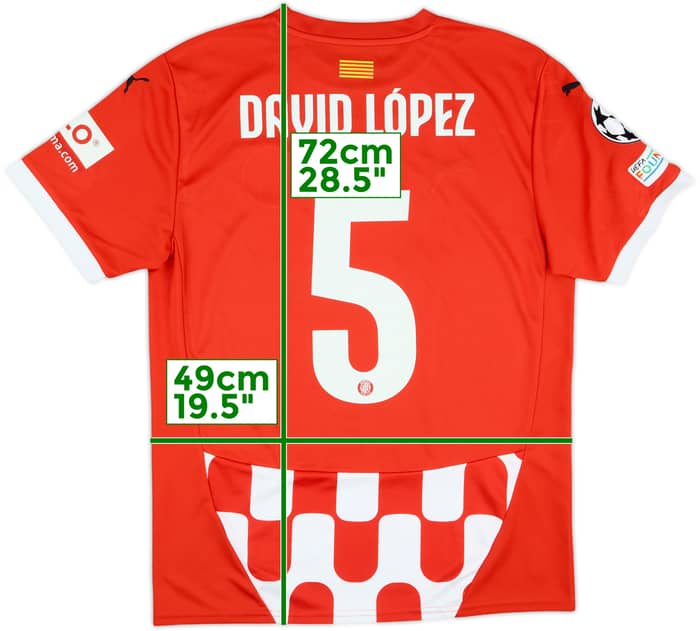 2024-25 Girona Match Issue Champions League Home Shirt David López #5