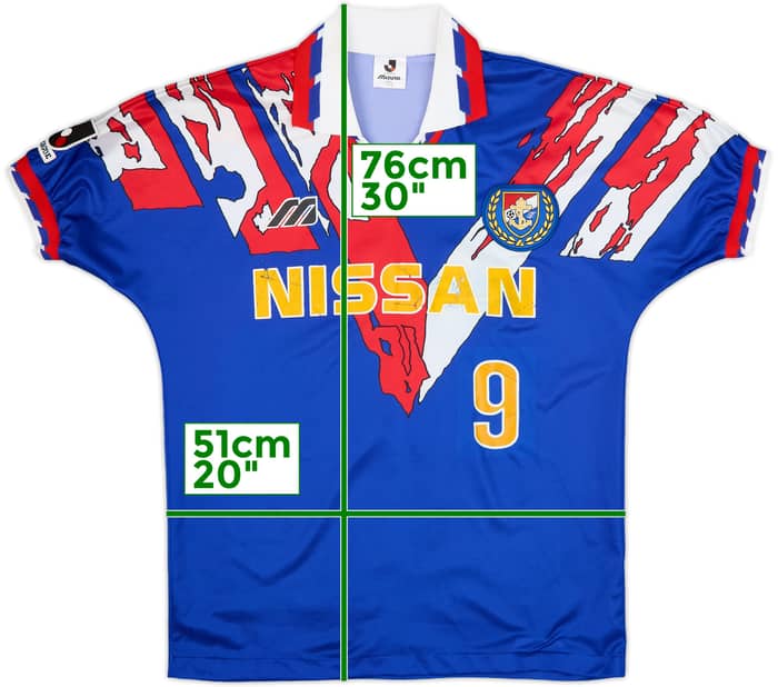 1993-94 Yokohama Marinos Home Shirt #9 - 7/10 - (M/L)