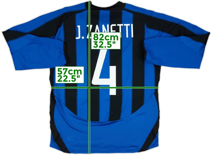 2003-04 Inter Milan Home L/S Shirt J.Zanetti #4 - 6/10 - (XL)