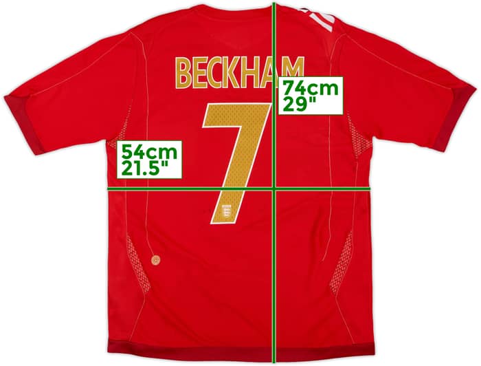 2006-08 England Away Shirt Beckham #7 - 7/10 - (L)