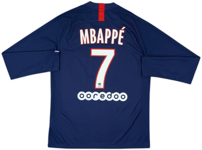 2019-20 Paris Saint-Germain Home L/S Shirt Mbappe #7 - 6/10 - (M)
