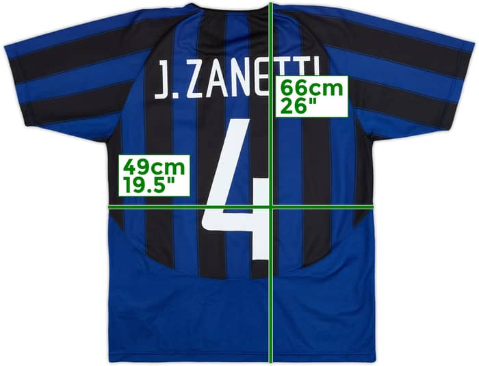2003-04 Inter Milan Basic Home Shirt J.Zanetti #4 - 8/10 - (XL.Boys)